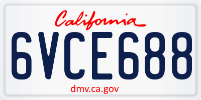 CA license plate 6VCE688
