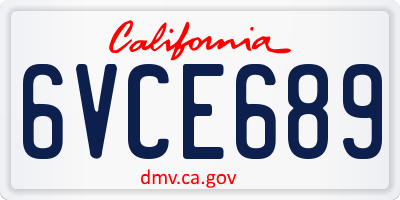 CA license plate 6VCE689