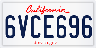 CA license plate 6VCE696