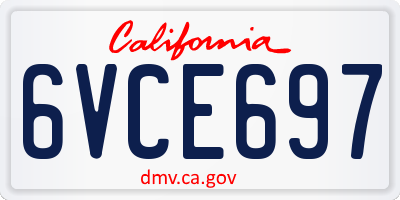 CA license plate 6VCE697