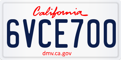 CA license plate 6VCE700