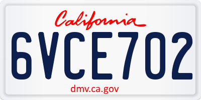 CA license plate 6VCE702