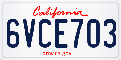 CA license plate 6VCE703