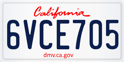 CA license plate 6VCE705