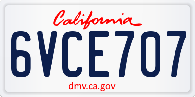 CA license plate 6VCE707