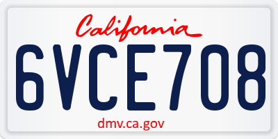 CA license plate 6VCE708