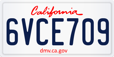 CA license plate 6VCE709