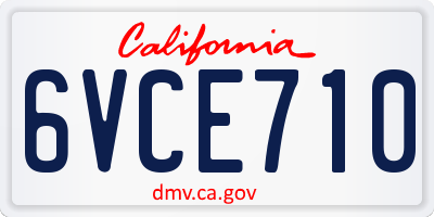 CA license plate 6VCE710