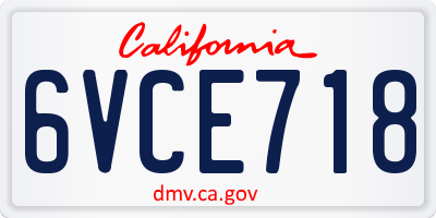 CA license plate 6VCE718