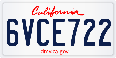 CA license plate 6VCE722