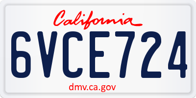CA license plate 6VCE724