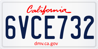 CA license plate 6VCE732