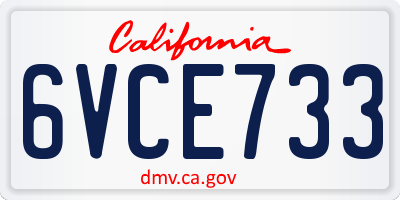 CA license plate 6VCE733