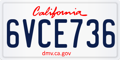CA license plate 6VCE736