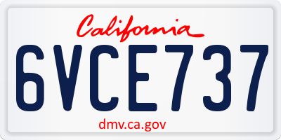 CA license plate 6VCE737