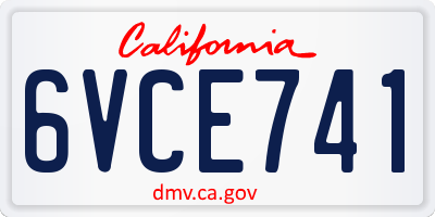 CA license plate 6VCE741