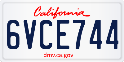CA license plate 6VCE744