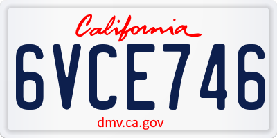 CA license plate 6VCE746