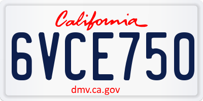 CA license plate 6VCE750