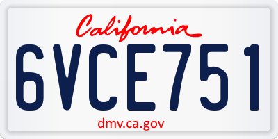 CA license plate 6VCE751