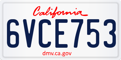 CA license plate 6VCE753