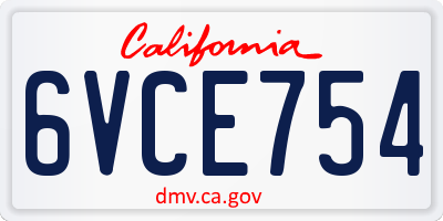 CA license plate 6VCE754
