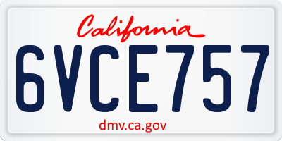 CA license plate 6VCE757