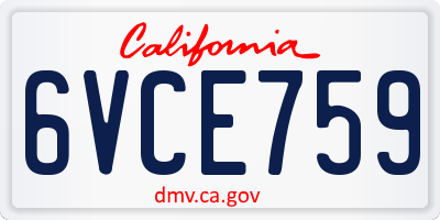 CA license plate 6VCE759
