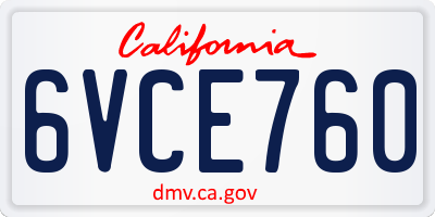 CA license plate 6VCE760