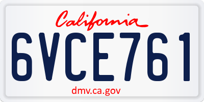 CA license plate 6VCE761