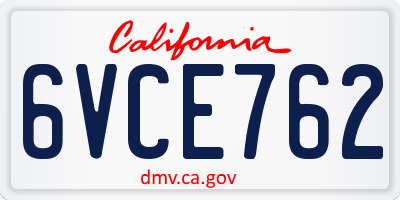 CA license plate 6VCE762