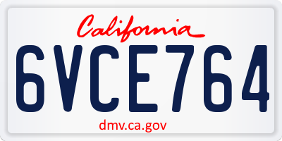 CA license plate 6VCE764