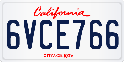 CA license plate 6VCE766