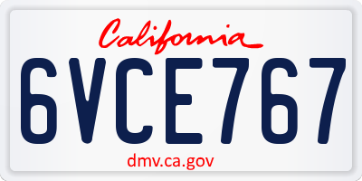 CA license plate 6VCE767