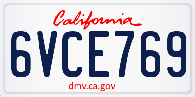 CA license plate 6VCE769