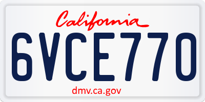 CA license plate 6VCE770
