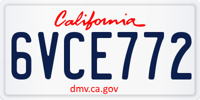 CA license plate 6VCE772