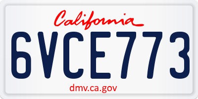CA license plate 6VCE773