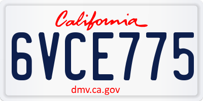CA license plate 6VCE775