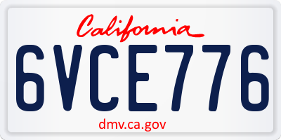 CA license plate 6VCE776