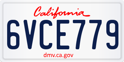 CA license plate 6VCE779