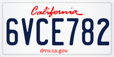 CA license plate 6VCE782
