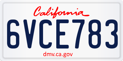 CA license plate 6VCE783
