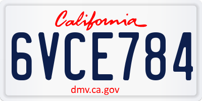 CA license plate 6VCE784