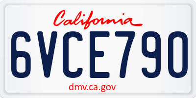 CA license plate 6VCE790