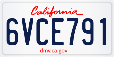 CA license plate 6VCE791