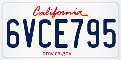 CA license plate 6VCE795