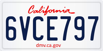 CA license plate 6VCE797