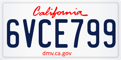 CA license plate 6VCE799