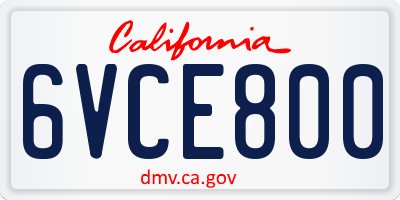 CA license plate 6VCE800